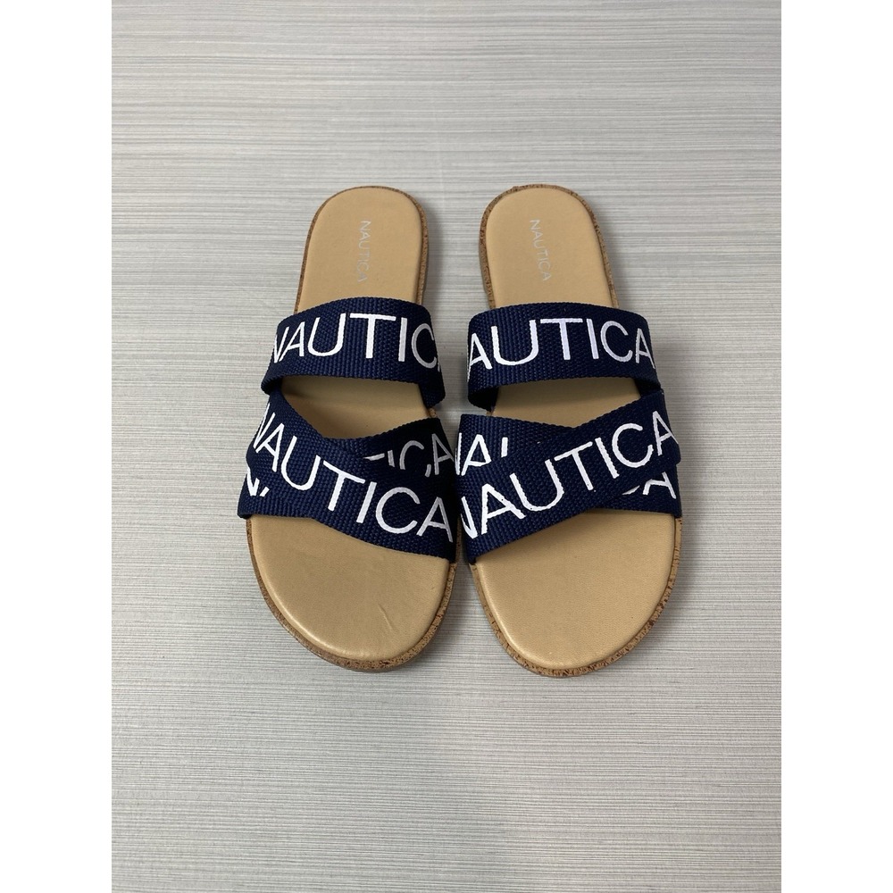 Nautica Slip On Sandals Zilpah Slides Blue Logo Women's‎ Size 9.5 NEW